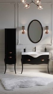 Пенал напольный Clarberg Borgia BOR0548BLK 48x182см чёрный/патина медь